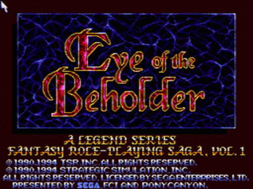 Advanced Dungeons & Dragons Eye of The Beholder title screen for Sega CD